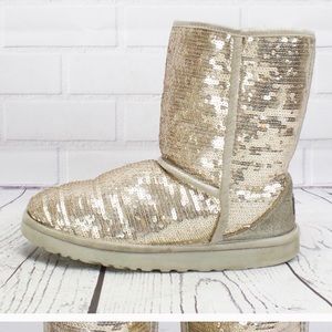 UGG Australia Classic Short Gold Sequins Size 9